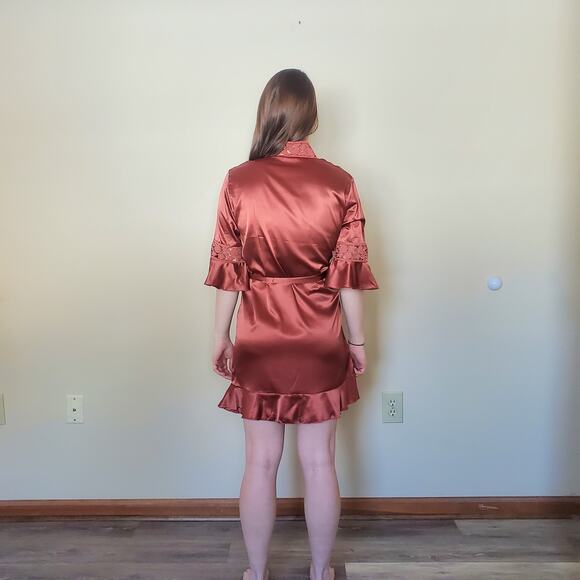 Terracotta Bridesmaid Robe Bridal Party Robe Satin Robe JUNIOR SIZE - Picture 3 of 8